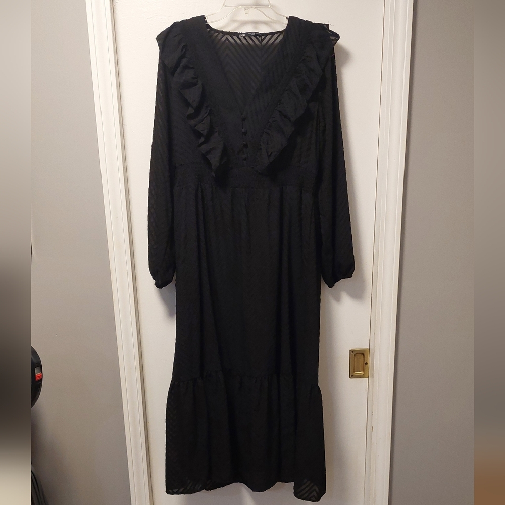 ZARA Dotted Mesh Midi Dress NWT - Picture 6 of 15